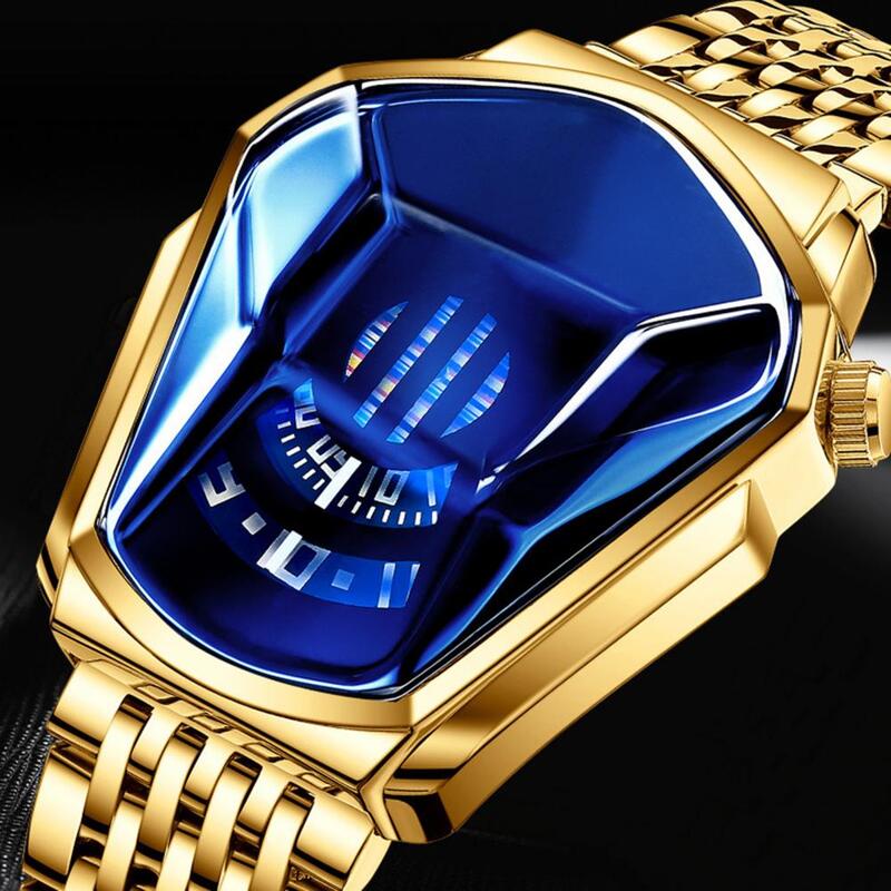 Cool Men Watch Mirror Shine Waterproof Golden Steel Strap Fashion Quartz Watch Male Dress Wristwatch Birthday Gift