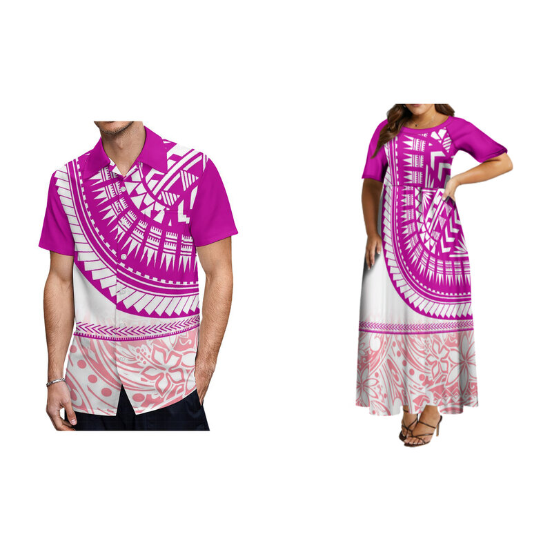 男性と女性のためのラウンドネックドレス,半袖シャツ,ポリネシアの服,サノアスタイル,マッチング,ミディアム,ニューコレクション2022