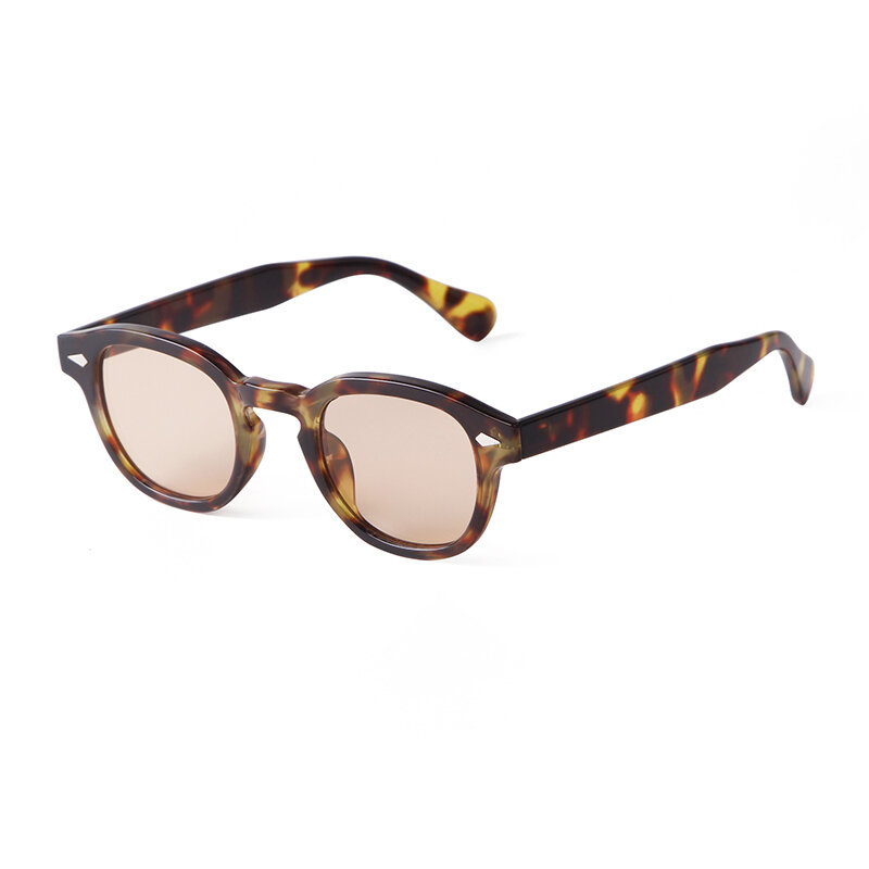 Vintage skorupa żółwia okrągłe okulary przeciwsłoneczne kobiety mężczyźni 2024 projekt marki Retro nit żółte soczewka niebieska kwadratowe okulary przeciwsłoneczne damskie UV400