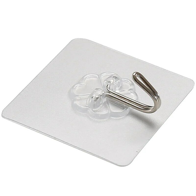 Transparent no-hole punching hooks non-trace hanging clothes adhesive hooks simple creative kitchen sticky hooks