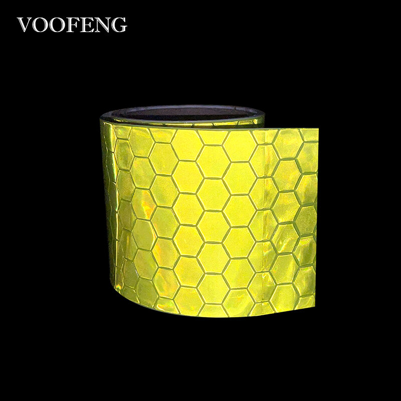 VOOFENG cinta reflectante microprismática de PVC, pegatina reflectante amarilla Fluo de 10cm de ancho para delineador de tráfico, bolardo de advertencia posterior