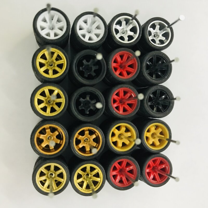 Rodas de liga com pneus e eixos, Hot Wheel, Matchbox, Domeka, Tomy, Escala 1:64, 10 conjuntos, 11mm