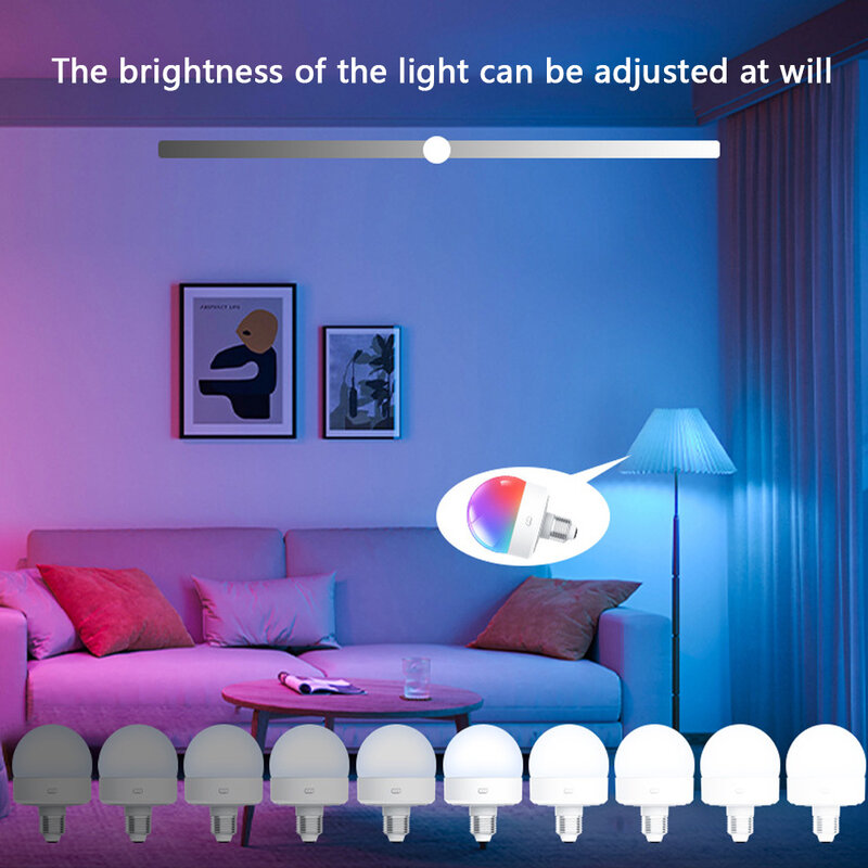 Lampu bohlam led samping tempat tidur, bohlam E26 remote kontrol warna phantom magnetik, pengaturan waktu