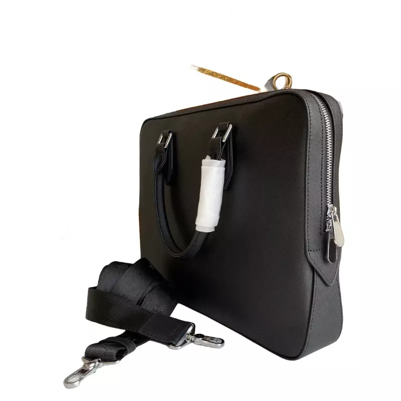 Skórzana męska moda osobowość przenośny neseser biznes wahadło o dużej pojemności czarny zamek błyskawiczny torba na komputer na ramię