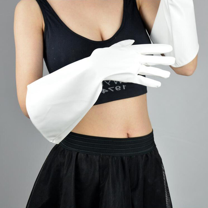 Guanti lunghi Touchscreen da 38cm manica larga manica larga manica lanterna manica a sbuffo emulazione in pelle nera maschio femmina WPU134