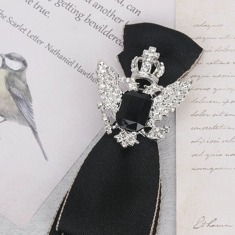 Corbata de cinta negra hecha a mano, joyería de diamantes de imitación de cristal, camisas para hombres, niñas y niños, cuello, corbatas para el cuello, uniforme escolar para mujeres