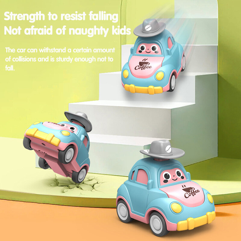 Montessori wczesna edukacja czołgająca się zabawki dla małych dzieci chłopców mała zabawka z kreskówki samochodowa Mini prasa do pojazdów bezwładność odciągają samochody