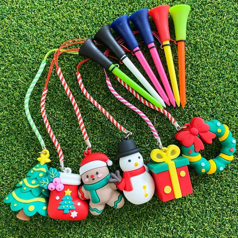 Papai Noel Cartoon Pattern Golf Tees, corda trançada, suporte da bola, evitar a perda, acessórios, presentes de Natal