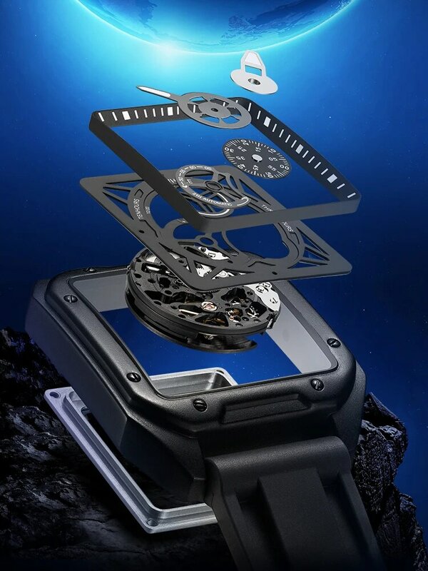 AILANG 2022 جديد الرجال الميكانيكية ساعة مقاومة للماء سيليكون حزام أعلى الفاخرة التلقائي الرجال تصميم الإحساس ساعة مضيئة