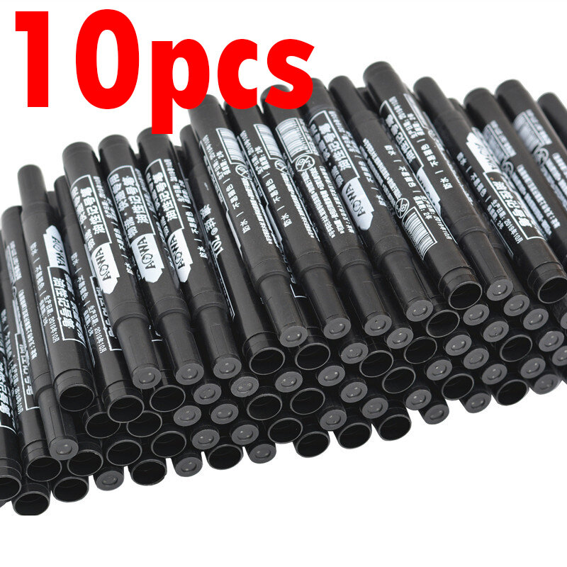 10 sztuk marker permanentny tłusty wodoodporny czarny długopis do markerów do opon szybkoschnący długopis do podpisu artykuły papiernicze