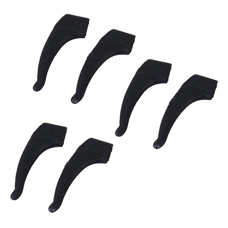 Anti-Slip Silicone Ear Hooks, Óculos Suporta, Preto, 9 Pares