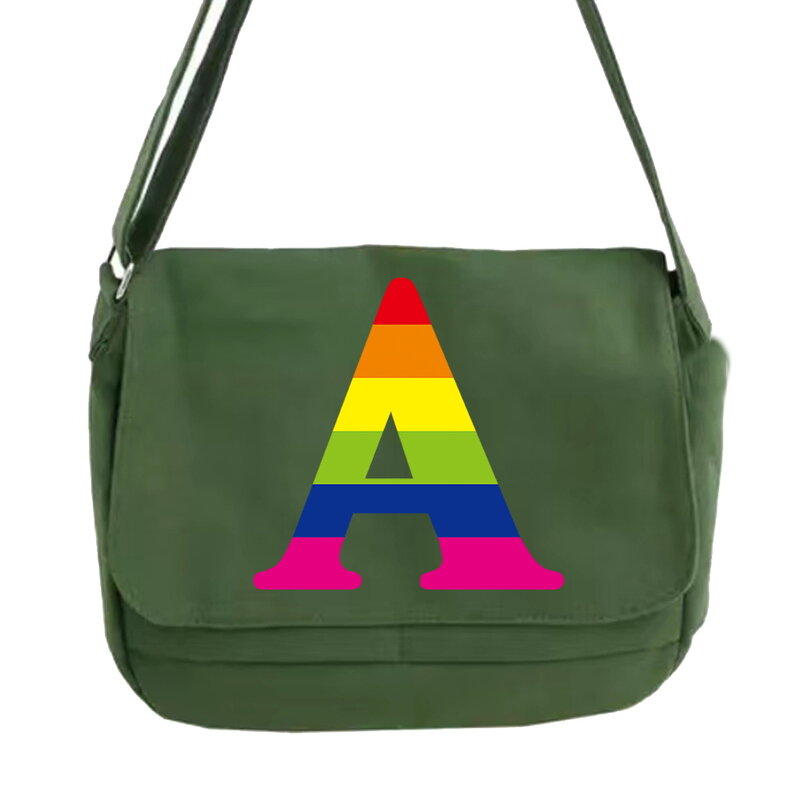 Borsa a tracolla semplice borsa a tracolla multifunzione studente universitario riflettente per il tempo libero borse portatili con motivo arcobaleno monospalla