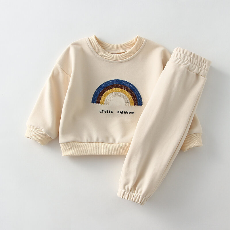 아기 소년 소녀 의류 세트, 봄 자수 어린이 스웨트 셔츠 상의 및 바지 의상, 아기 코튼 스웨터, 아기 스포츠 의상