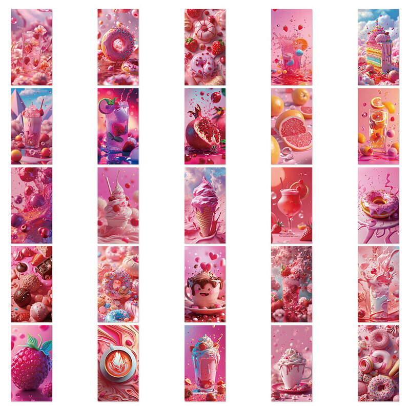 10/30/50 шт. Мультяшные эстетические розовые пищевые наклейки для детей, игрушки, «сделай сам», чемодан, гитара, телефон, милые наклейки в стиле INS, граффити, наклейки