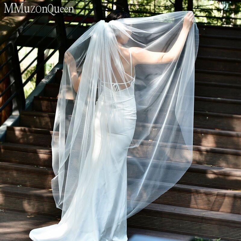 MMQ M92 White Wedding Veil 1 Tier Soft Tulle Fingertip Length Bridal Veils Woman Wedding Accessories Free Shipping