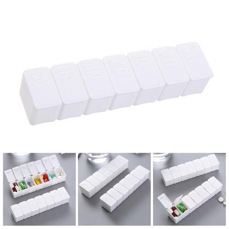 7 day Mini Bunker Container Pill Splitter Independent Cover 7 Grids Rectangular Tablets Splitter Case Pill Dispenser
