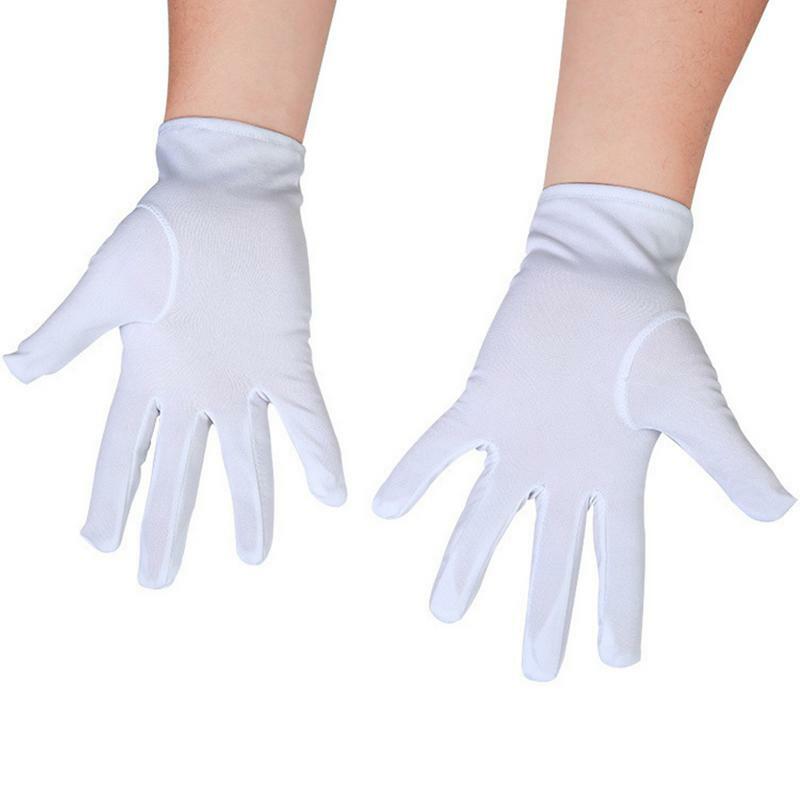 ถุงมือแบบเต็มนิ้วสำหรับผู้หญิง1คู่ถุงมือซานต้าแบบทางการสีขาวถุงมือขับรถสำหรับผู้ชาย