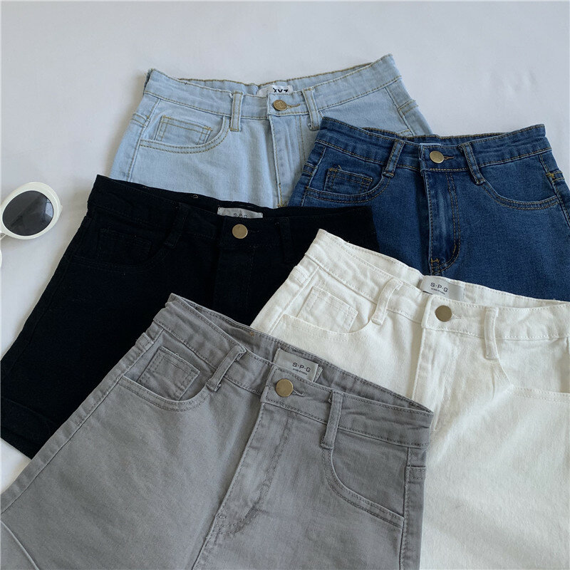 Laies celana pendek Denim kasual musim panas keren Jeans pendek seksi pinggang tinggi wanita kode rusak cuci gudang Fy2094