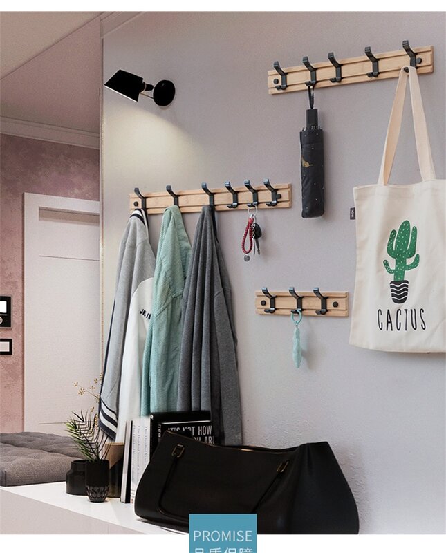 Gaya Nordic Fashion Kamar Tidur Rak Mantel Pakaian Gantungan Geser Kait Ruang Tamu Pintu Belakang Kait Bambu Dinding Rak Mantel Berdiri