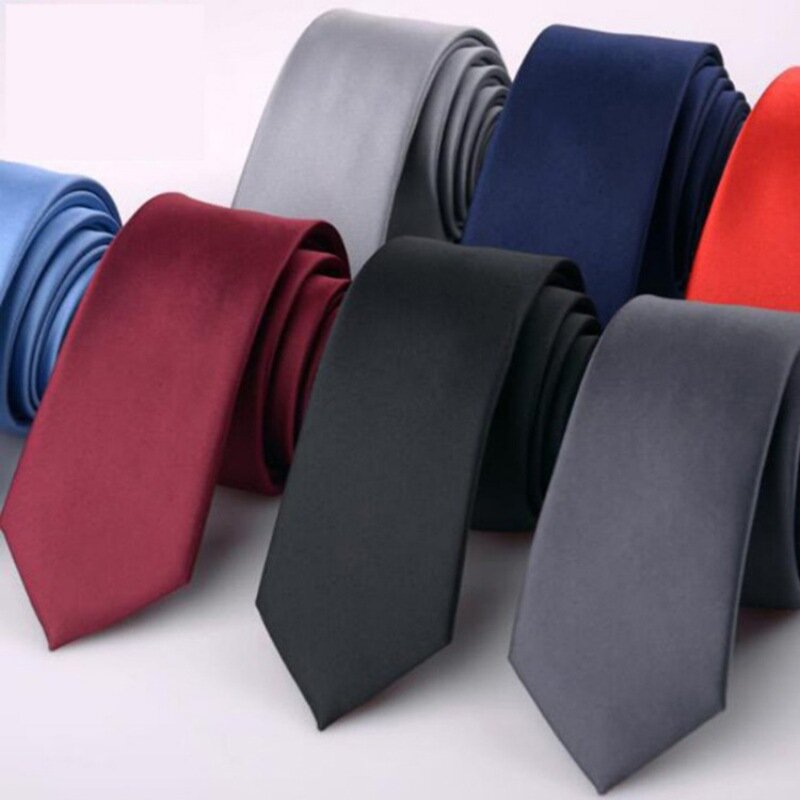 Cravatta piccola tinta unita maschile versione coreana 6cm versione stretta abito formale business wedding trendy rosso blu cravatta nera