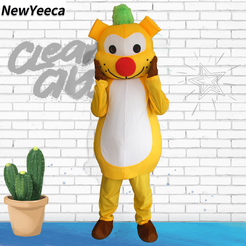 Disfraz de Mascota de dibujos animados para niños y adultos, traje amarillo de alta calidad, accesorios de cumpleaños
