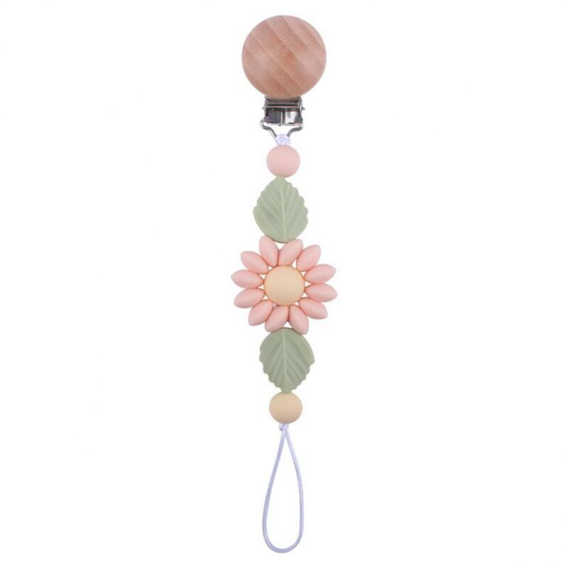 New Beech Pacifier Clip To Appease Babies Cartoon Flower Silicone Pacifier Chain To Prevent Chain Drop   Baby Accessories