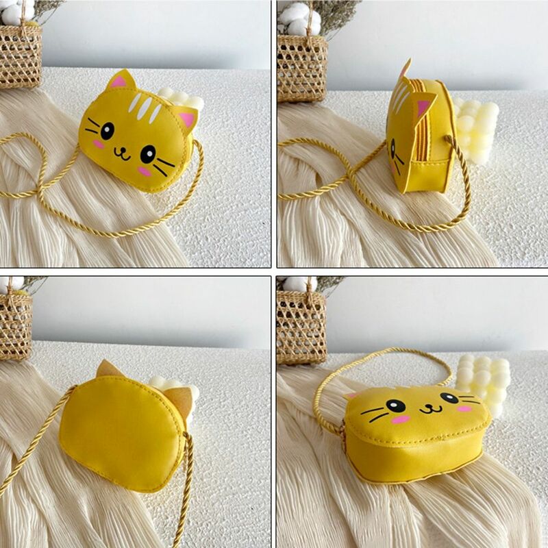Shoulder Pouch Crossbody Bag Kids Cat Printing Wallet Coin Purse Baby Bag PU Leather Handbag Single Shoulder Bag Children Bag