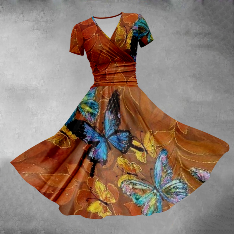 Letnia sukienka 2024 Retro Butterfly stylowe luksusowe suknie wieczorowe moda damska Chic Vestido Party Maxi sukienka dziewczyna elegancka szata