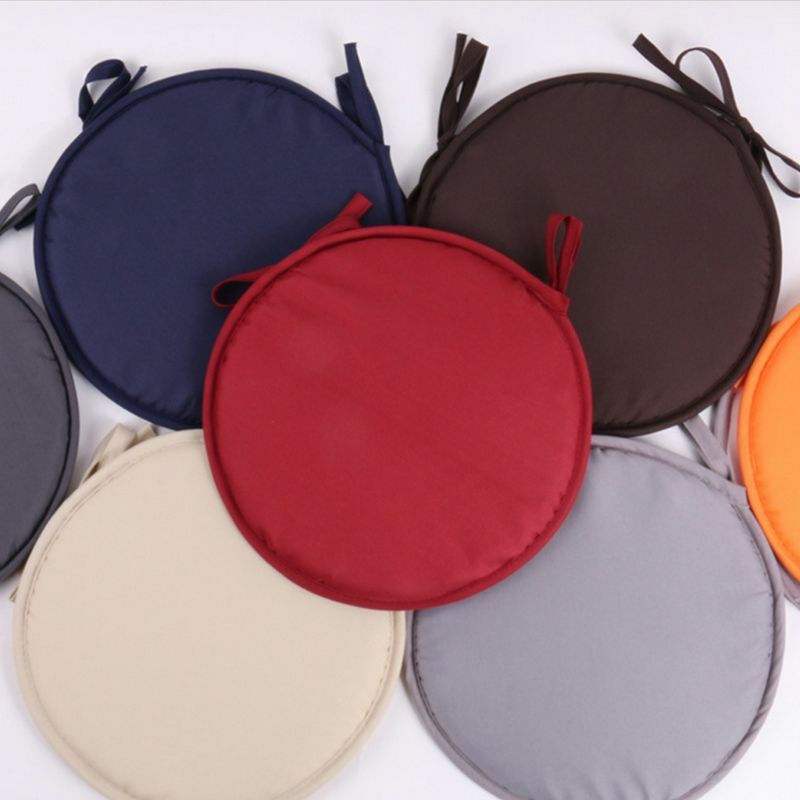 Solid Color Round Garden Chair Pads Removable Tie-on for Seat Cushion for Outdoor Bistro Stool Patio Home Dining 20 Color