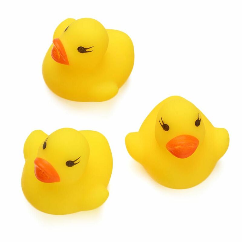 Mini Water Fun Floating Yellow Ducks giocattoli da bagno per bambini rete da pesca anelli da nuoto