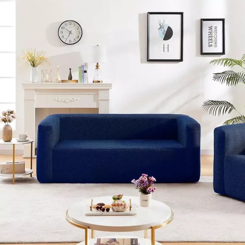 Надувной диван | Надувной диван с портативным воздушным насосом для помещений и детской (темно-синий)