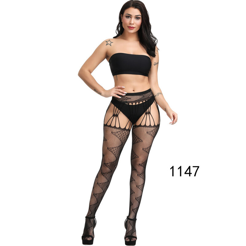 Women Sexy Tights Crotchless High Elastic Stockings Lingerie Garter Belt Fishnet Pantyhose Open Crotch Tights