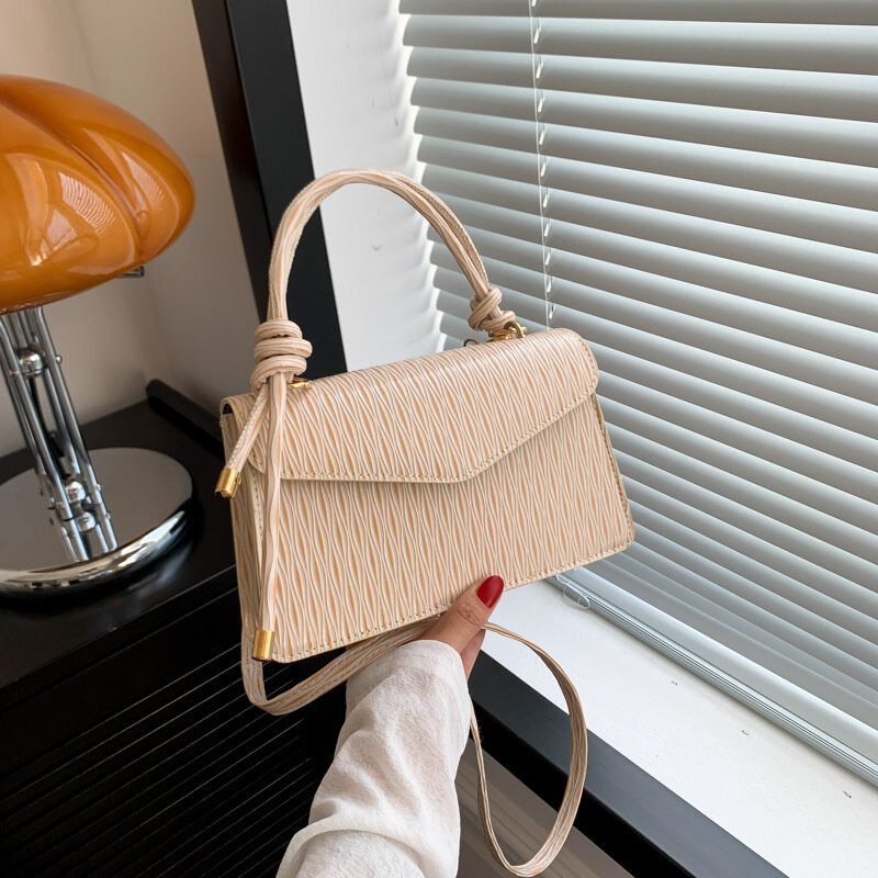 Tas kulit Pu estetika Fashion wanita, tas kasual untuk wanita desainer sederhana tas bahu kecil tas tangan serbaguna 2024