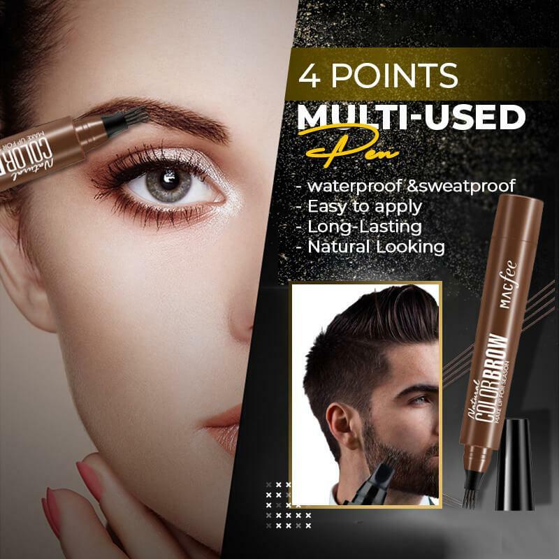 4 Points Multi-Used Pen Liquid Beard Eyebrow Pencil Precise Brow Definer Long Lasting Waterproof Blonde Brown Eye Brow Makeup