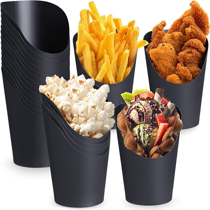 Contenedor de alimentos desechable personalizado, cartón de embalaje, soporte para patatas fritas, tubo de papel de periódico, contenedor de alimentos para llevar 1