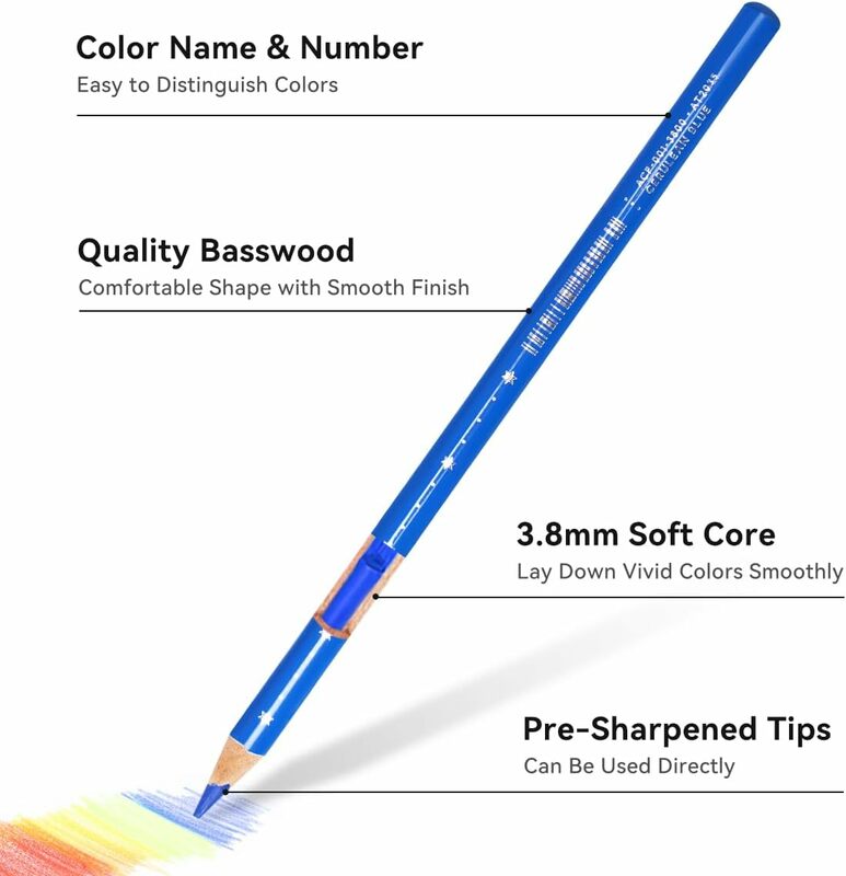 Arrtx lápis de cor para colorir esboçar, Soft Core Leads, High-Lightfastness, pigmentos ricos, 72, 126