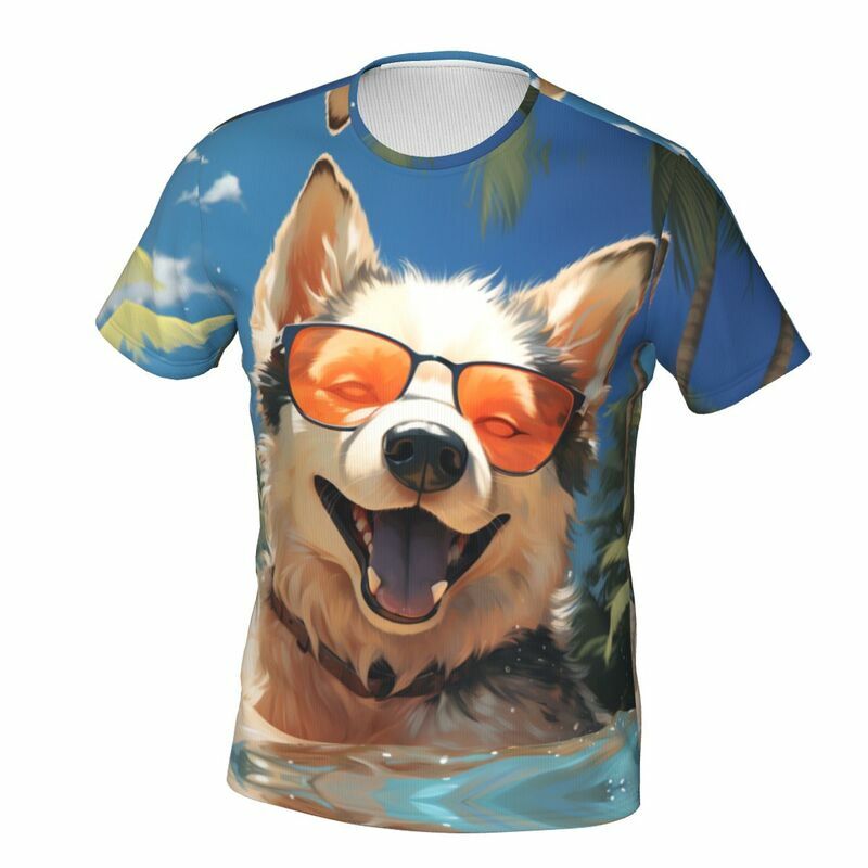 Camiseta informal Y2K para hombre, camisa de calle de gran tamaño, estampado 3D, patrón de Husky, ropa fresca y transpirable, top de manga corta, Verano