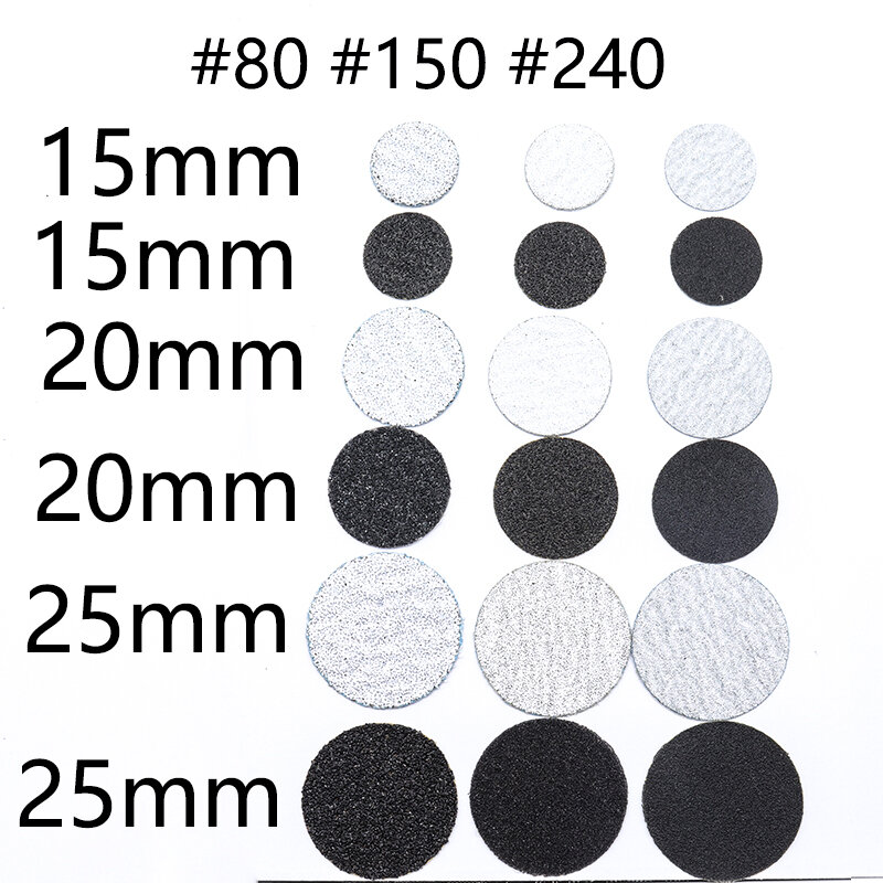 Papel de lija negro/blanco, herramientas de pedicura para el cuidado de los pies, 15mm, 20mm, 25mm, disco de broca de uñas reemplazable, 50 unidades