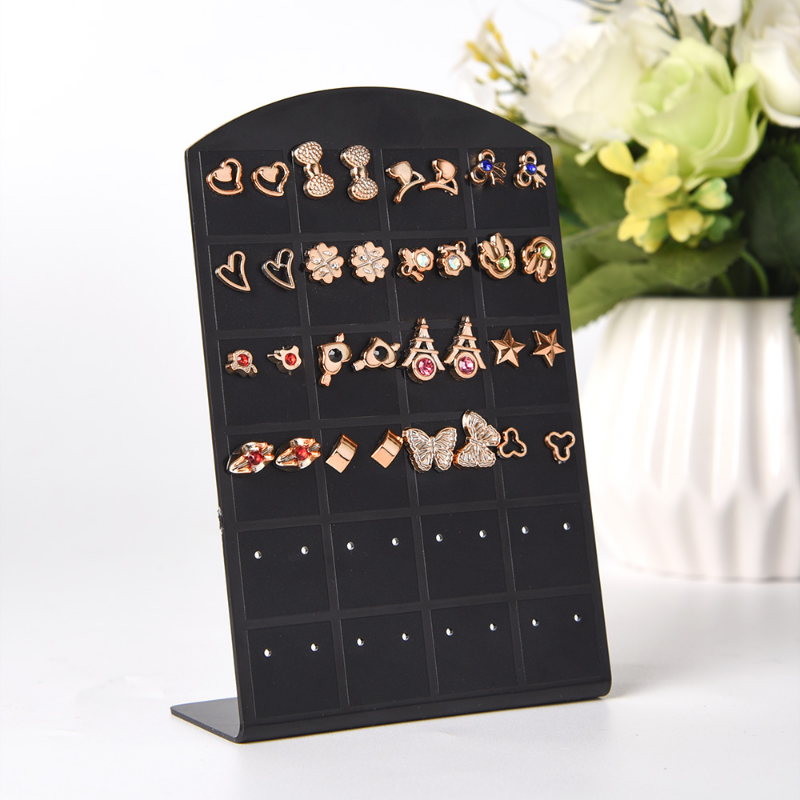 48/72 otworów kreatywna biżuteria kolczyki plastikowe pudełko na biżuterię kolczyki stojak wystawowy z eleganckimi dopasowanymi opakowaniami do przechowywania w kolorze czarnym