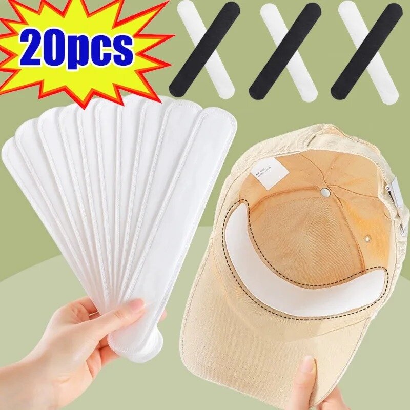 10/20Pcs Sweat-Absorbing Liner Pads Black White Hat Anti-Dirt Sticker Invisible Breathable Non-Woven Sticker Fashion Accessories