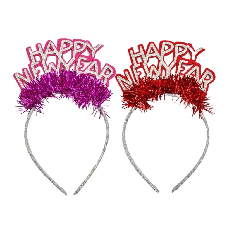 إكسسوارات الشعر النسائية بث مباشر هيرباند HAPPY NEW YEAR شكل الشعر الديكورات