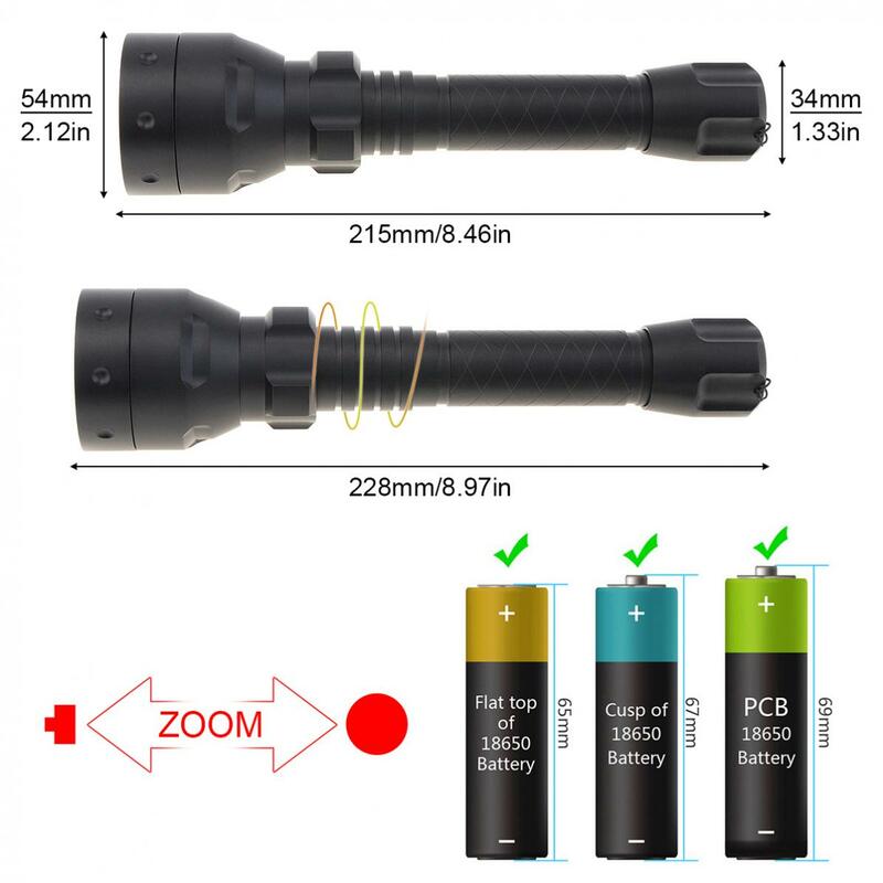 Lampe de poche infrarouge longue portée pour la chasse, lampe de poche LED Dull, vision nocturne, torche zoomable, T50, 10W, IR, 850nm
