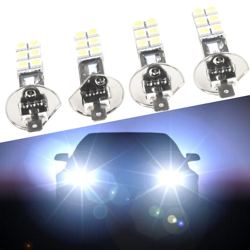 แผ่นเรืองแสงตัดหมอกอเนกประสงค์สำหรับขับรถ1800LM หลอดไฟ lampu depan LED DC12V 4x5050หลอดไฟอะไหล่4 K สีขาวมาก-24V