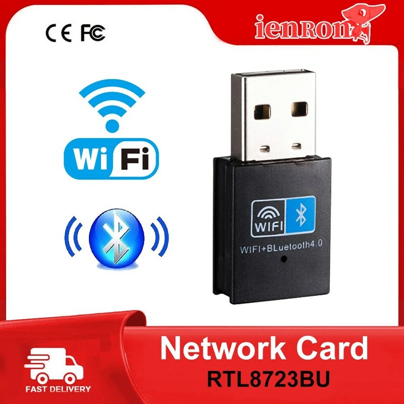 محول IENRON واي فاي USB صغير 2.4G Dongle150M واي فاي + Bluetooth4.0 RTL8723BU بطاقة شبكة إيثرنت USB2.0 مستقبل للكمبيوتر المكتبي