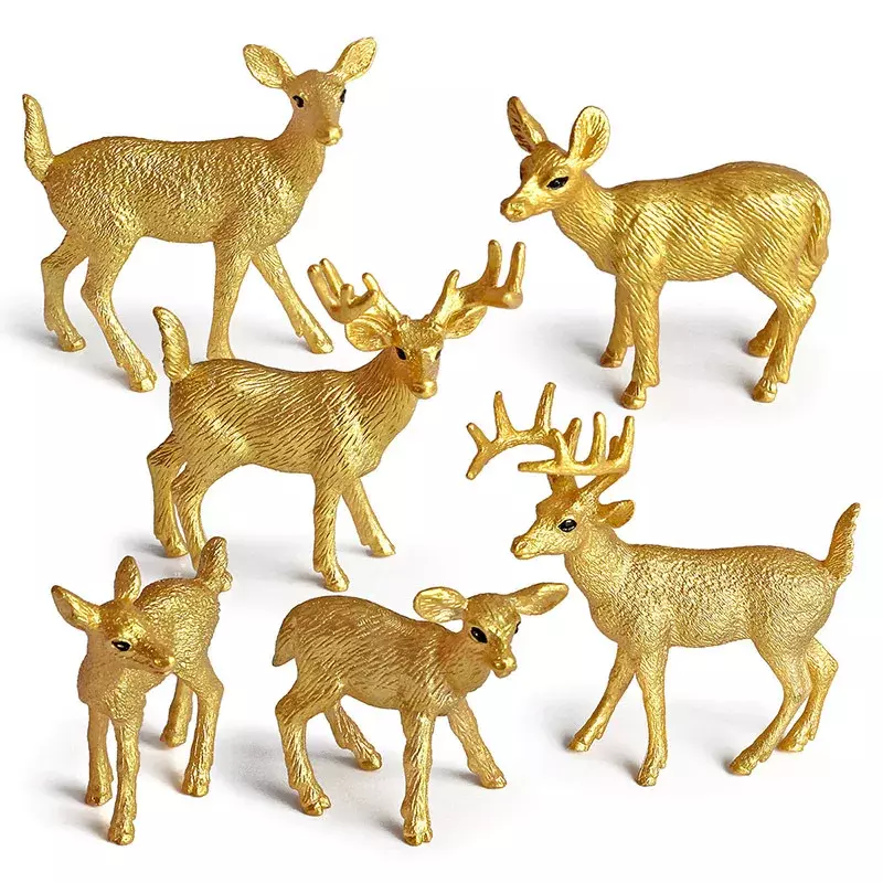 Figurines de cerf de forêt, jouets de décoration de gâteau, modèle d'animaux, orignal, renne, alpaga, Sika