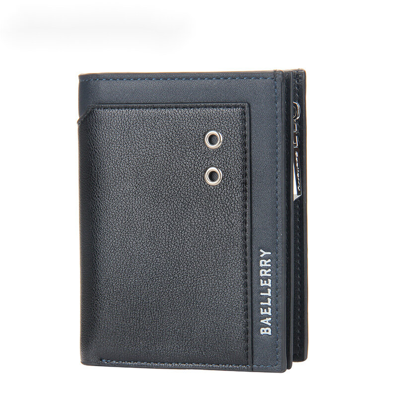 محفظة رجالية من الجلد الصناعي محفظة قصيرة ببطاقة للرجال مع مشبك للأعمال محفظة قابلة للطي بسحاب للرجال