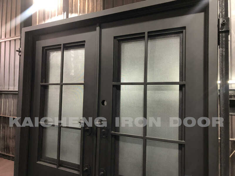 Puerta oscilante de vidrio de hierro y acero, puerta de vidrio de hierro forjado, soporte personalizado francés, gran oferta