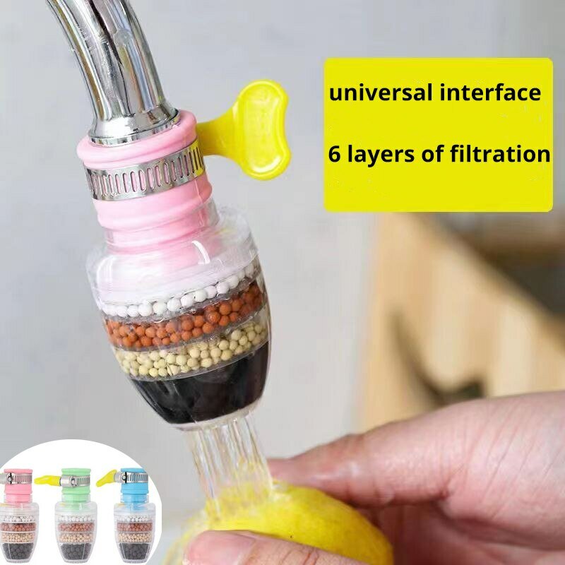 6 Layers Water Filter Tap Purifier Medical Stone Coconut Charcoal Nozzle For Faucet Kitchen Accessories Household Water Filter