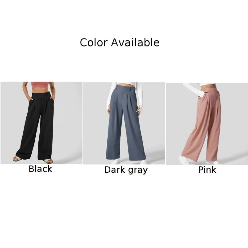 Pantalones elegantes para mujer, pantalón informal de cintura alta, color gris oscuro, S-2XL, rectos, de oficina, de pierna ancha, cómodos