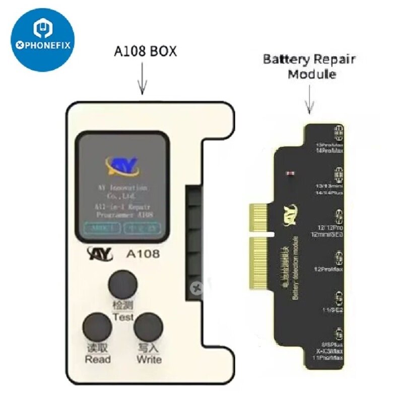Ay A108 Box Programmeur Scherm True Tone Oortelefoon Achteruitrijcamera Lidar Batterij Reparatie Programmeur Board Tools Voor Iphone X-15 Pro Max